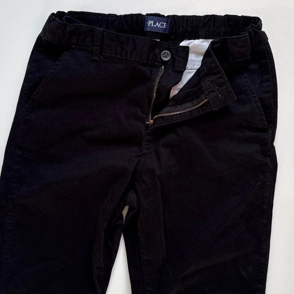 The Childrens Place Boys Black Chino Pants Husky Size 14 Adjustable Waist